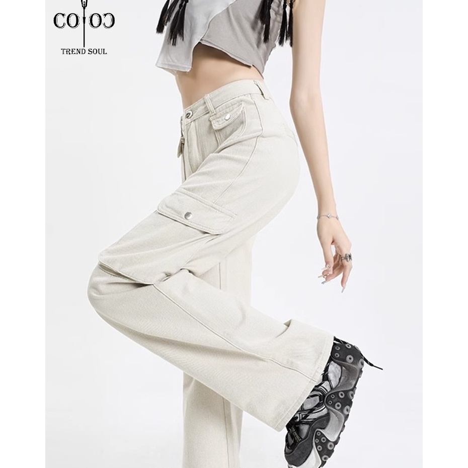 Serbuu Coco Trend Soul Jeans Highwaist Cargo Celana Jeans Panjang Wanita