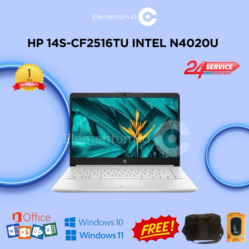 Laptop HP 14s-CF2516TU Intel N4020U 4GB 256GB SSD - Backlit Key - W10