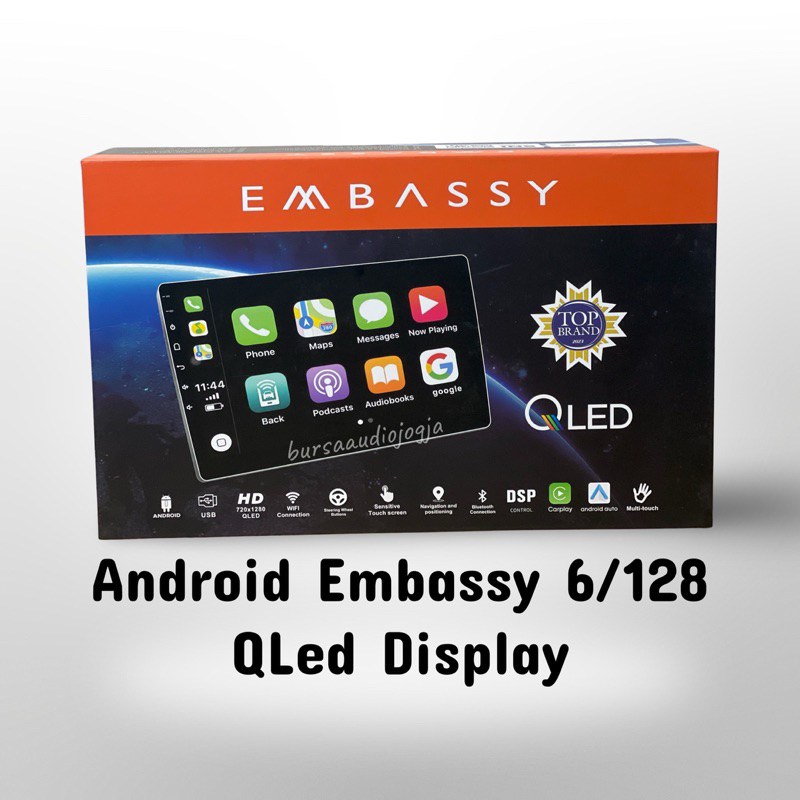 Headunit Android 9 inch Embassy Saturnus RAM 6/128 gb Qled