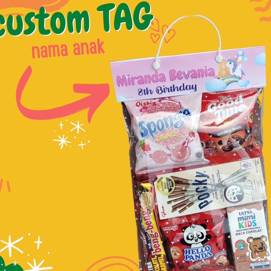 

Free Ongkir bingkisan snack ulang tahun anak custom