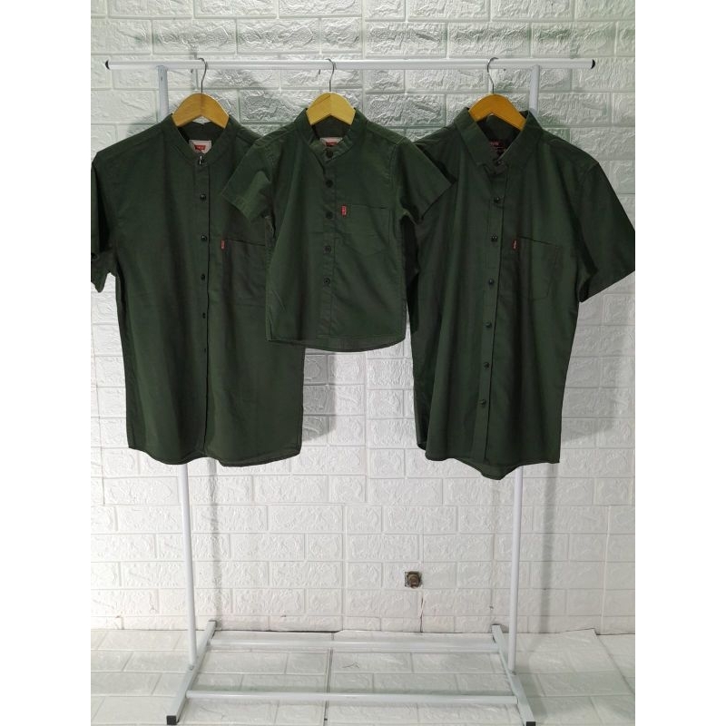 Kemeja KOKO Couople Ayah Dan Anak Fhasions Lengan Pendek Koko Couple Warna ARMY