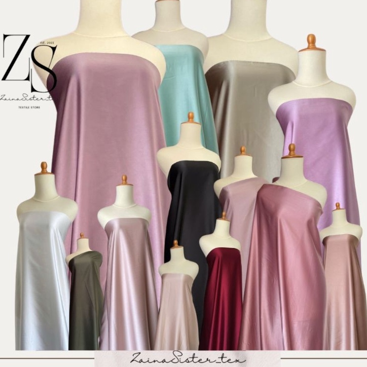 Sale Bahan Satin Maxmaraa Silk Lux Premium Meteran Mewah Warna Hijau Sage Green