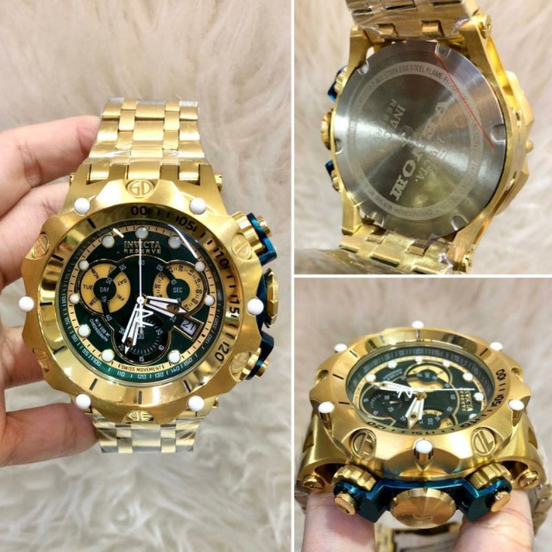 Jam tangan pria INVICTA VENOM CRONO 52MM GOLD COMBI HITAM LIMITED EDITION