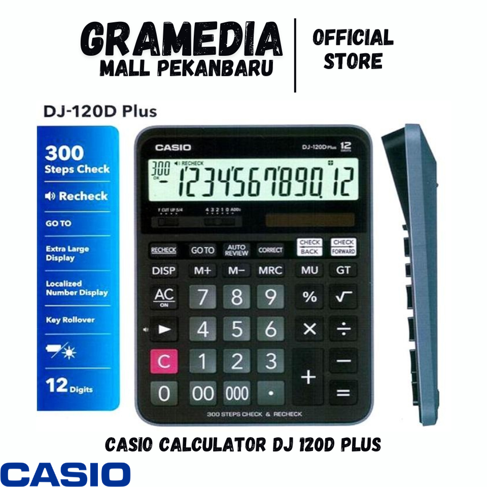 

CASIO CALCULATOR DJ 120D PLUS - Kalkulator Kantor Dagang 12 Digits Check & Recheck (Original) Gramedia Mal Pekanbaru