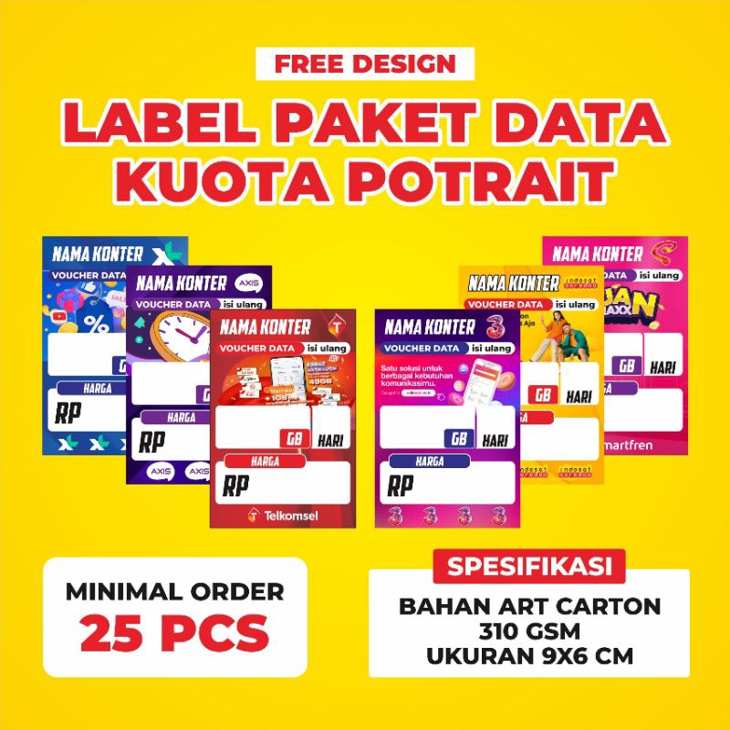 DISPLAY HARGA PAKET DATA VOUCHER KUOTA LABEL POTRAIT