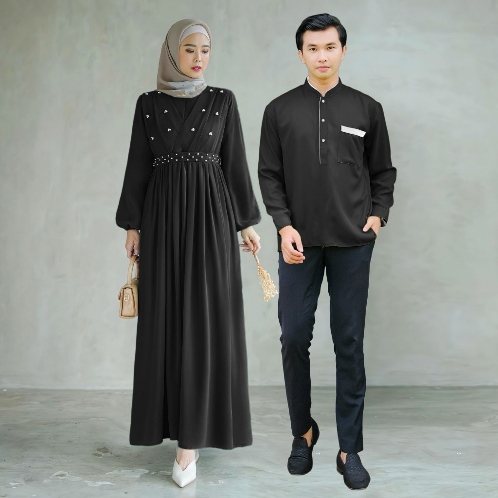 Baju Couple Keluarga Benecia Cp BO Bahan Shakila Premium Size M L XL XXL One Set Busana Muslim Coupl