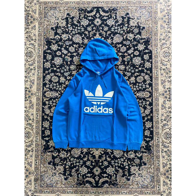 Adidas Trefoil Biglogo Blue Pullover Hoodie  Size on tag 095/Large( P67 , L57cm )