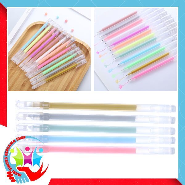 

MSBS Pena Glitter Metalik 0.9mm Pulpen Warna Warni Gold Colour Gel Pen Tinta Metallic Ballpoint Craftwork Scrapbook Silver White Gel Ink