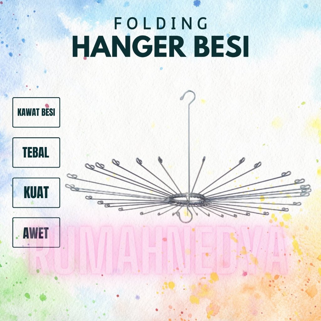 Hanger Baju Folding Kawat Besi Tebal Bulat Lipat 32 stick