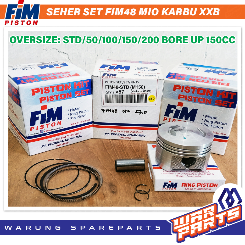 Seher Kit Piston Set FIM Pen 15/Pin 15 MIO XXB Bore UP 150 CC FIM48 XXB Overses STD 50 100 150 200 D