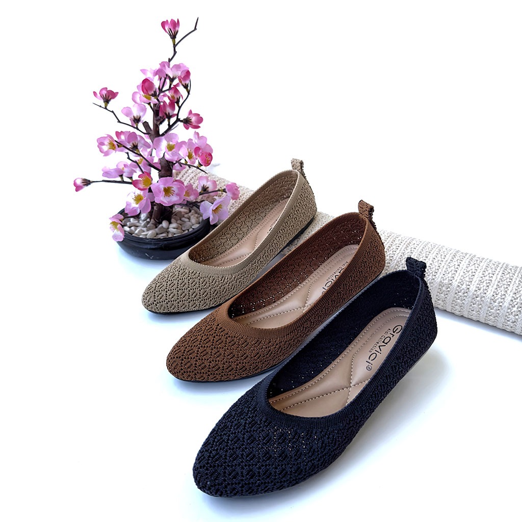 GRAVICI - SEPATU FLAT RAJUT WANITA ELEGAN DO-17