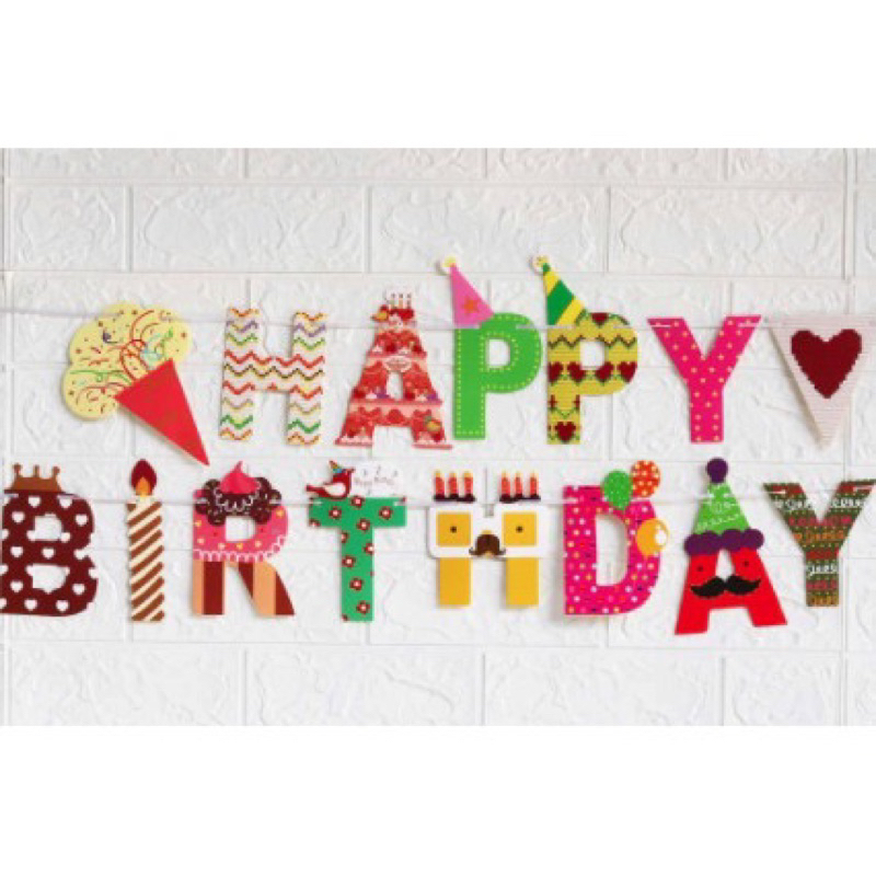 Banner tulisan happy birthday / bunting flag bendera perlengkapan hiasan dekorasi pesta ulang tahun 
