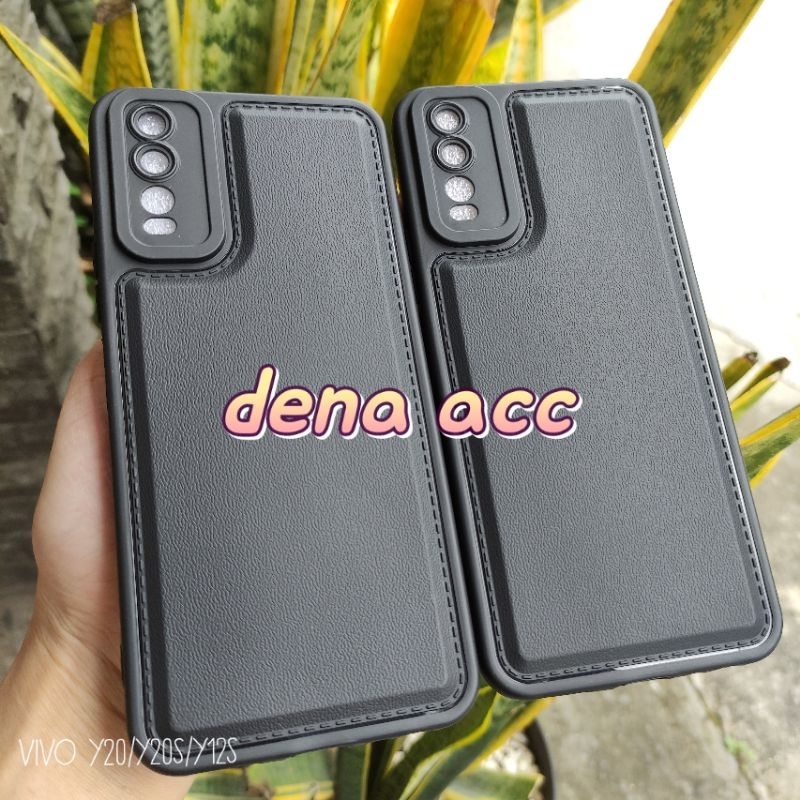 Soft Case Silikon Case Black Leather Vivo Y20 Vivo Y20S Vivo Y12S
