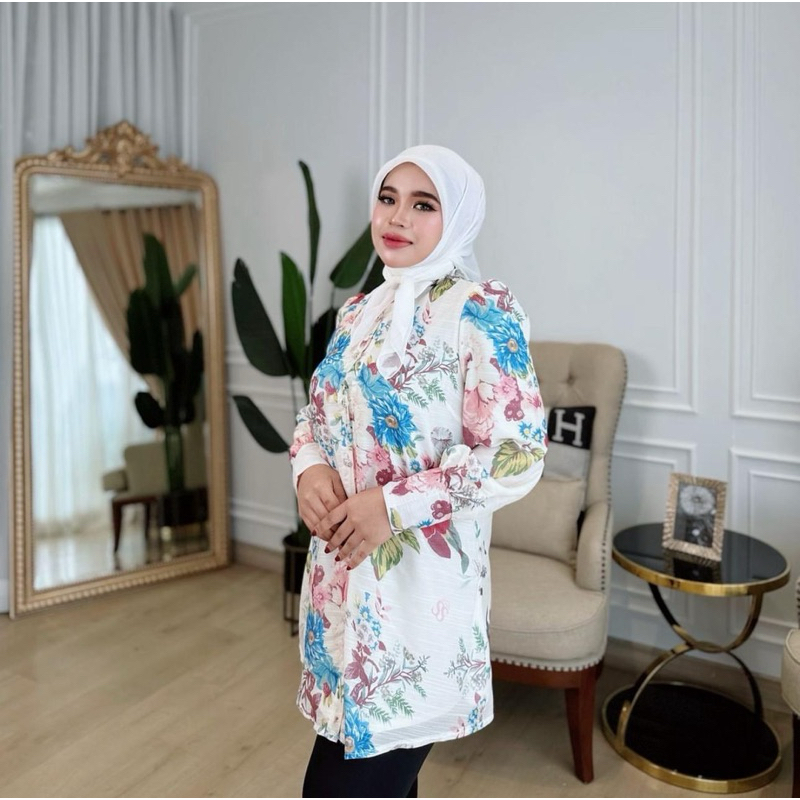 Tunik Kemeja Bunga Shellasaukia Original