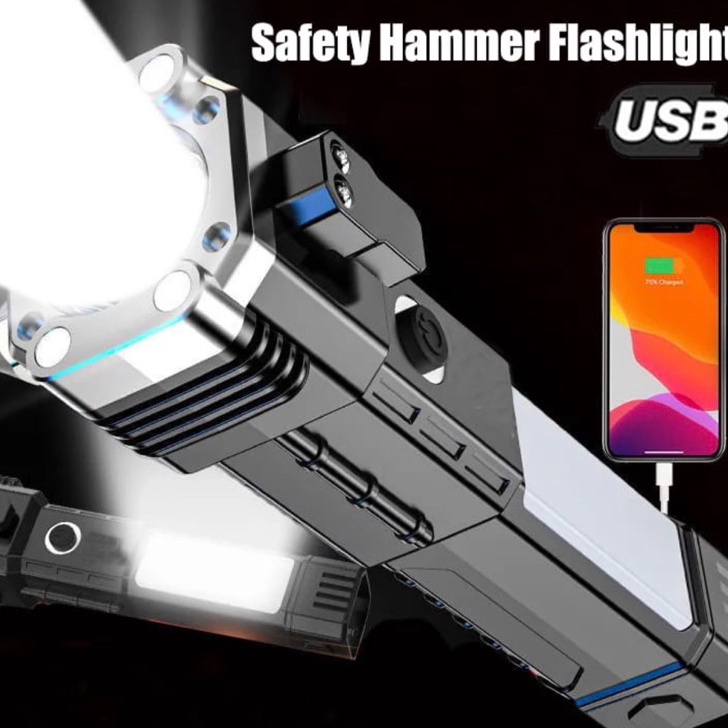 TERMURAH SENTER LED MULTIFUNGSI HUMMER EMERGENCY PLUS 4 MAGNET  SENTER CAS USB  SENTER TORCH