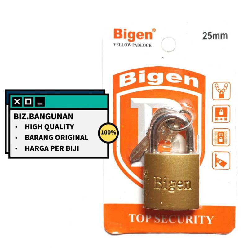 Gembok Kuning Bigen/Rrt 25mm Dan 40mm