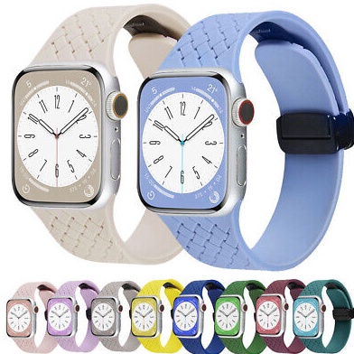 ART I62U Strap Apple Watch Silicone Magnetic Square Pattern Strap iWatch Series 12345SE678Ultras9Ultra2