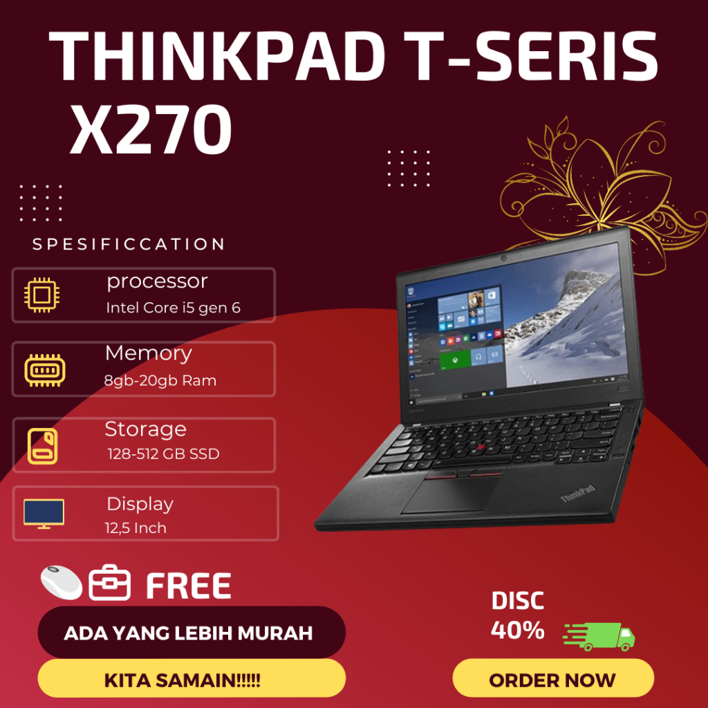 Laptop Lenovo Thinkpad X270 X260 X250 X240/Bergaransi 100% Original -X240 Ram 8 Ssd 128