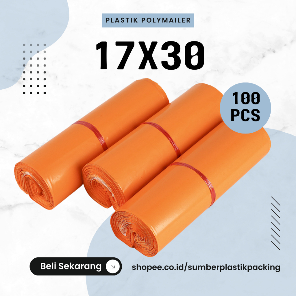 

Plastik Packing Polymailer 17x30 Isi 100 PCS Warna Orange Glossy | Plastik Packing Kaos Kaki/Baju Bayi | Plastik Packing Olshop Murah