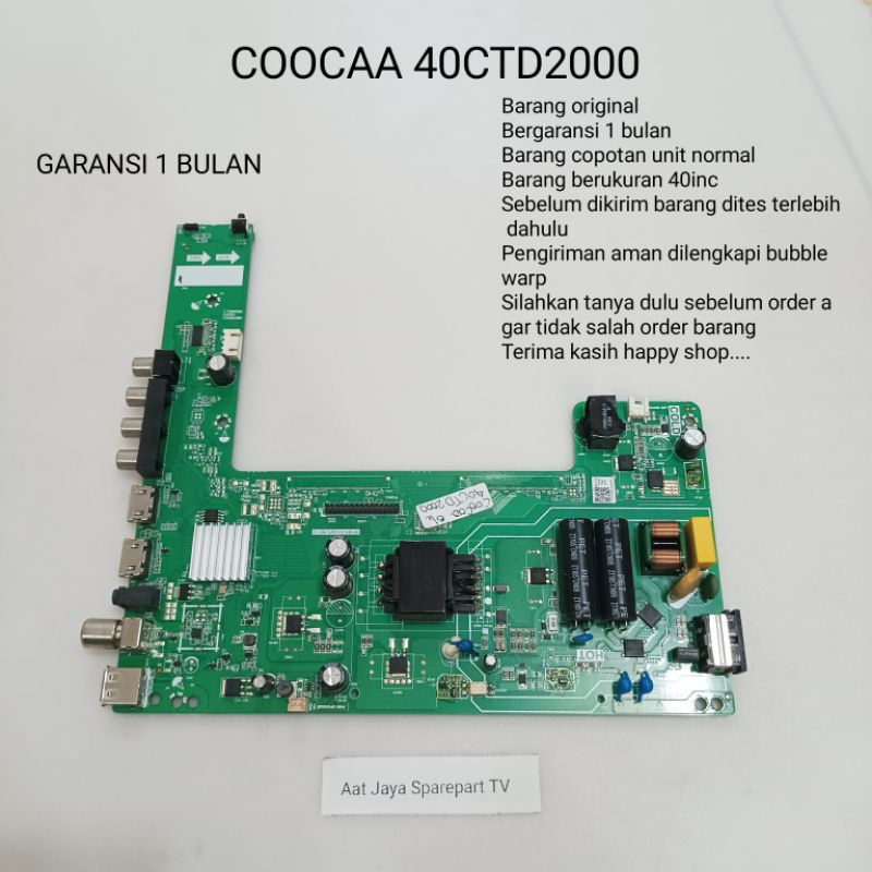 MAINBOARD TV LED COOCAA 40CTD2000 MB - MOBO - MODUL - MOTHERBOARD - MESIN TV LED COOCAA 40CTD2000