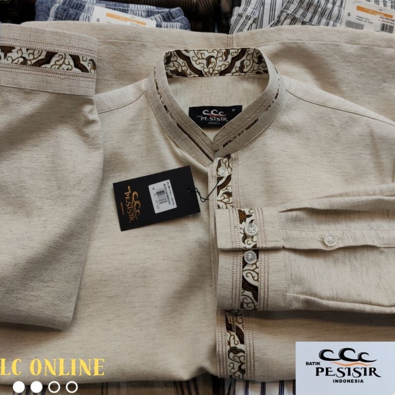 Le Couture BS Kemeja Koko Exclusive Pria Lengan Panjang Manset Kombinasi Batik