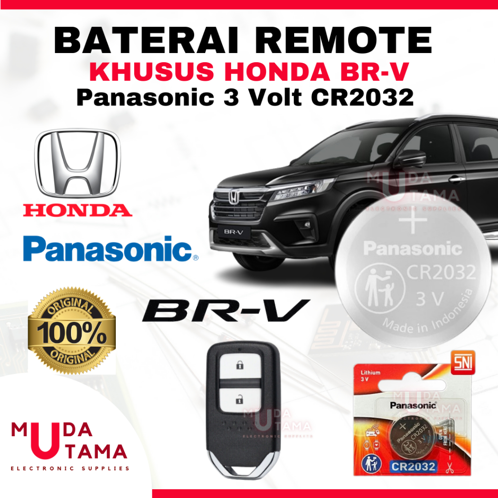 Baterai Remote Mobil HONDA BRV - ORIGINAL PANASONIC CR2032 3 Volt | Battery Remote HONDA BRV - Bater