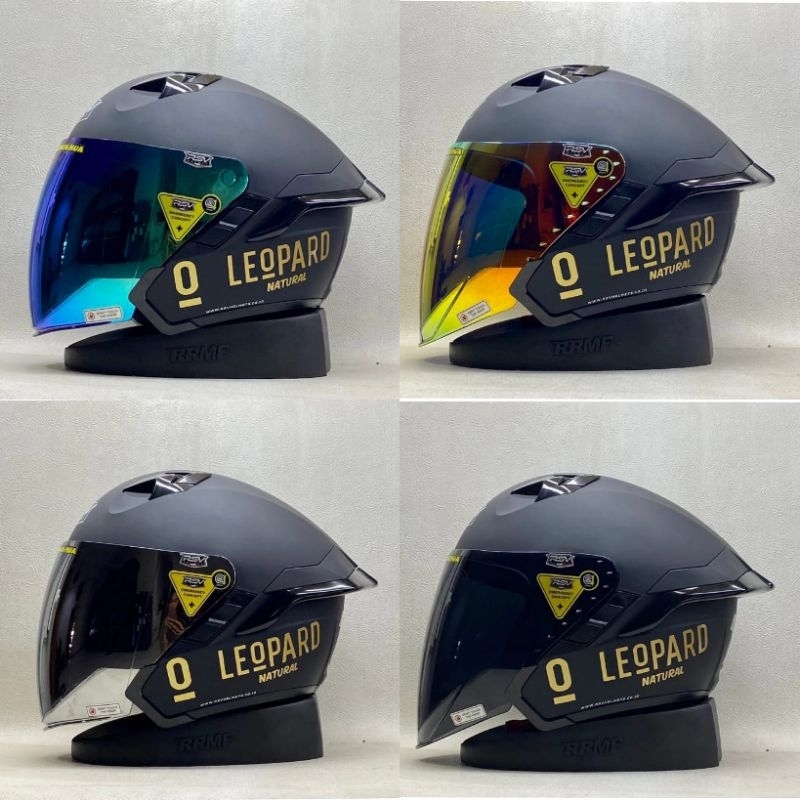 Helm Half Face RSV SV300 Black Doff Paket Ganteng Leopard