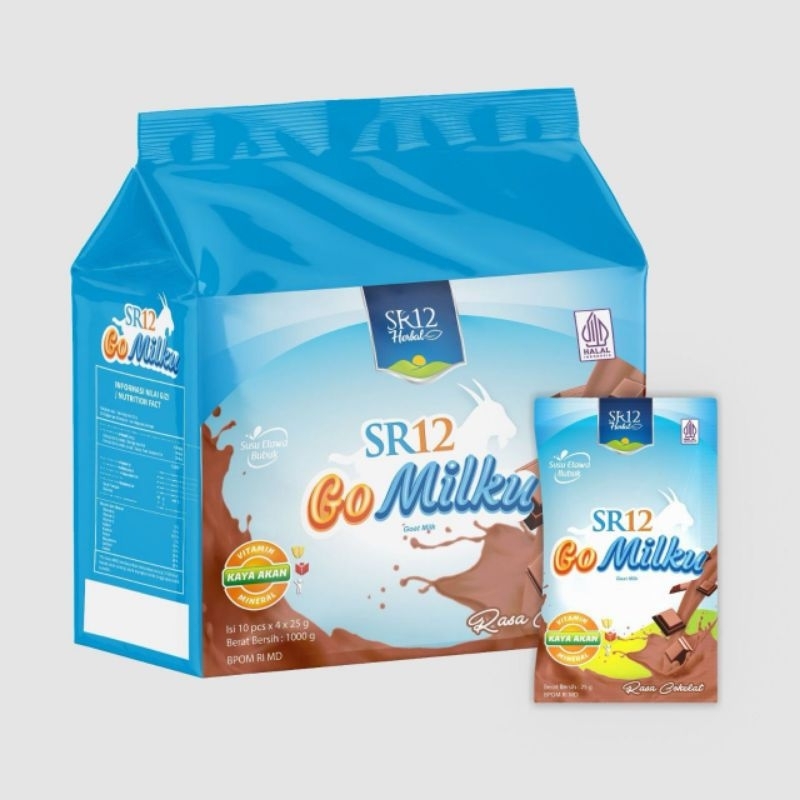 

Gomilku Sachet Susu Kambing Etawa Bubuk Kualitas Premium SR12 Netto 25gram Varian Rasa Coklat