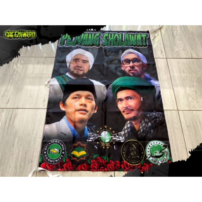 BENDERA SHOLAWAT HABIB SYECH GUS IQDAM HABIB ALI ZAINAL ABIDIN ASSEGAF SPANDUK KAIN SALAWAT SOLAWAT