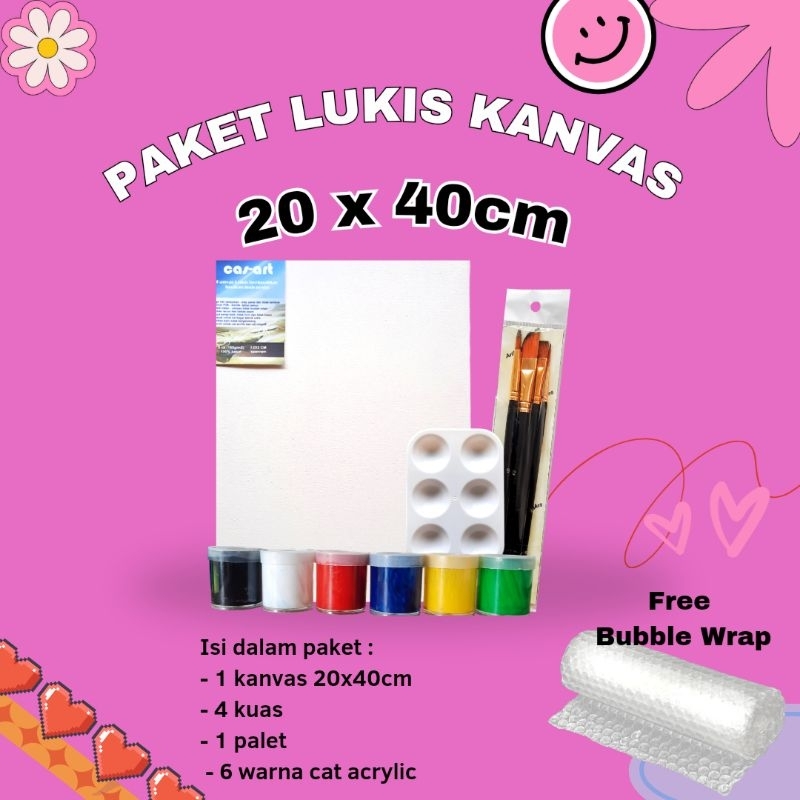 

Paket Lengkap Melukis Set Kanvas 20x40cm Cat Acrylic Kuas Palet
