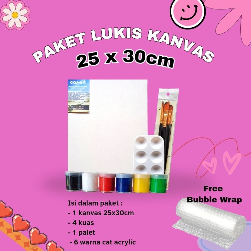 

Paket Lengkap Melukis Set Kanvas 25x30cm Cat Acrylic Kuas Palet