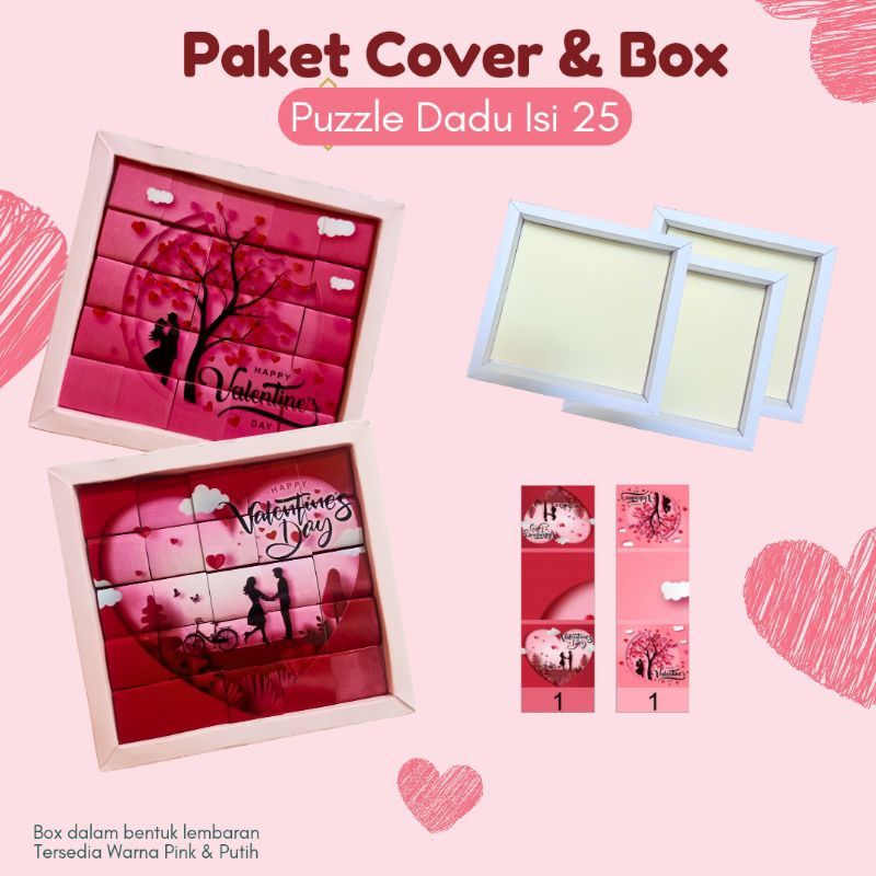 

Paket Box & Cover Cokelat Dadu isi 25_Wrapper dadu tema Valentine