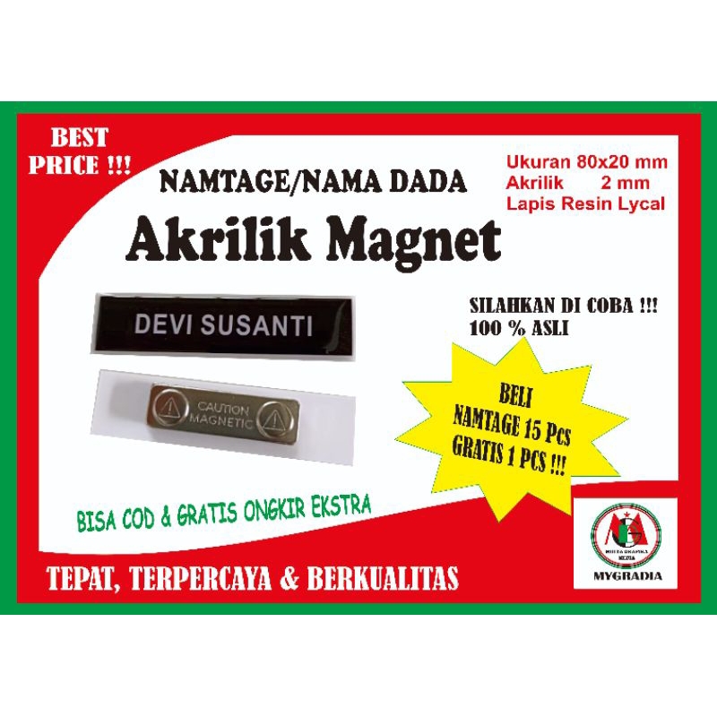 

Name tag / Nama Dada Akrilik Magnet