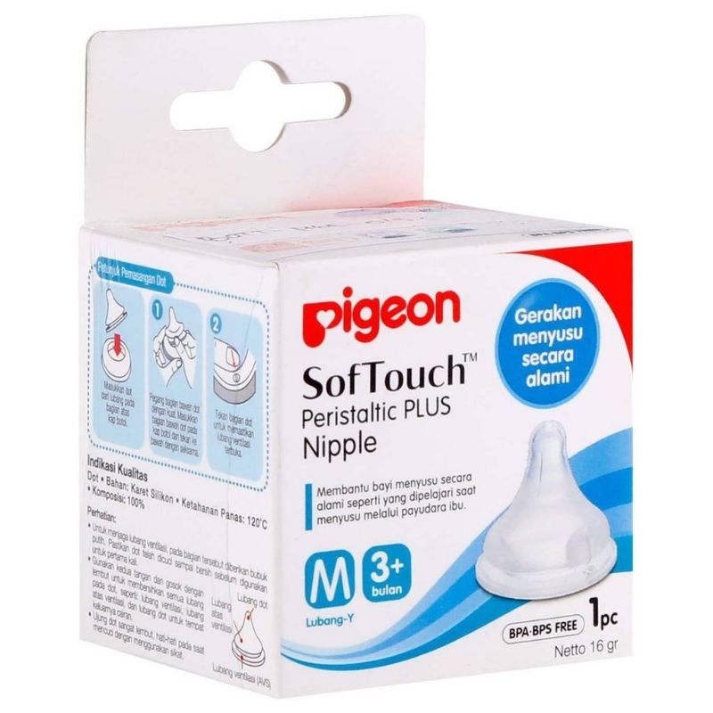 [ ORIGINAL 100 % ] Pigeon Peristaltic Plus Nipple M/L/LL/LLL for Wide Neck Bottle JunDW