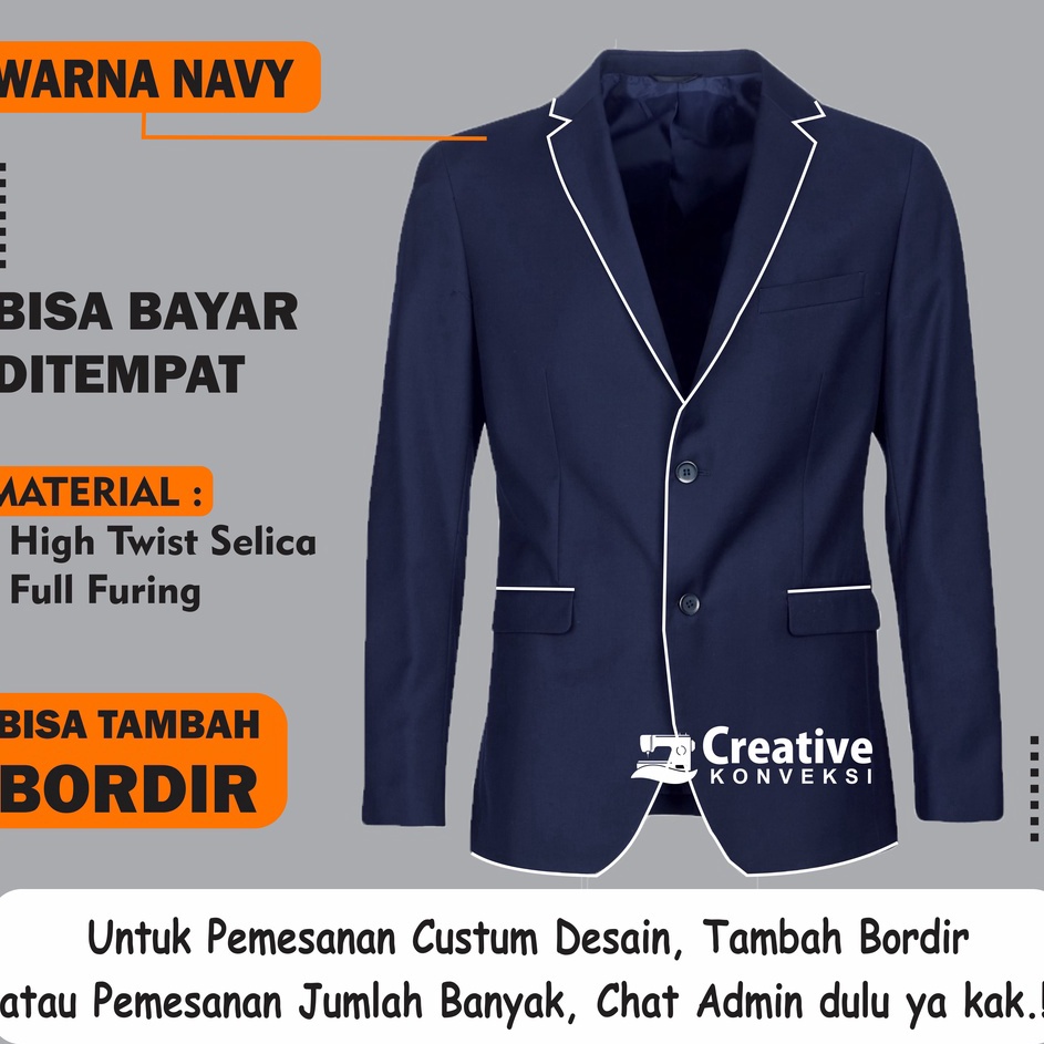 New Collection Jas Almamater Warna navy lis putih Jas Osis Jas Sekolah SMP  jas pondok pesantren