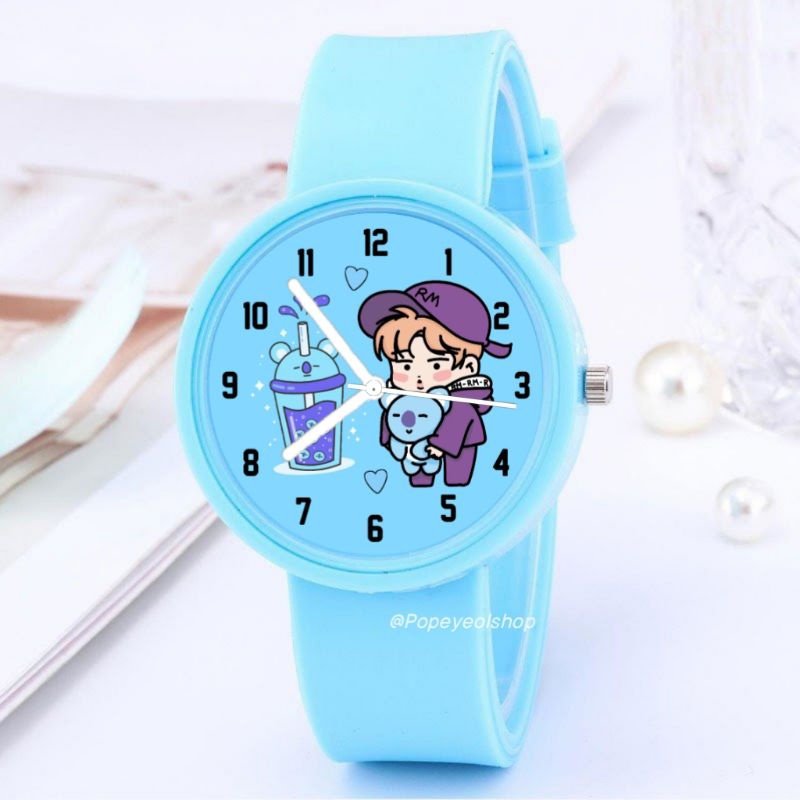 Jam tangan anak wanita perempuan Boba Bts Bt21 ukuran sedang
