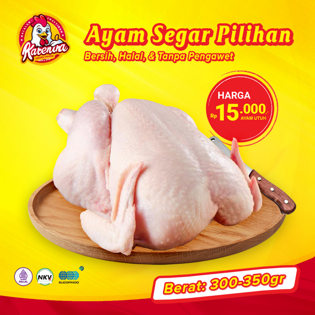 

Ayam Segar Utuh - Siap Masak! 0,3 - 1kg