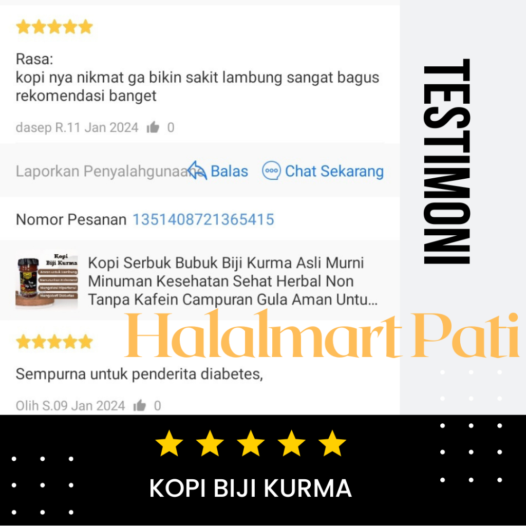 Kopi Bubuk Biji Kurma Asli Murni Tanpa Kafein Campuran Gula Aman Untuk Maag Asam Lambung Diabetes