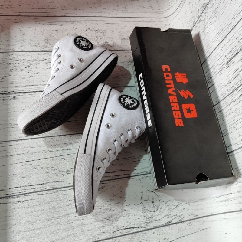SEPATU CONVERSE ALL-STAR PUTIH LIST HITAM SEMI BOOT