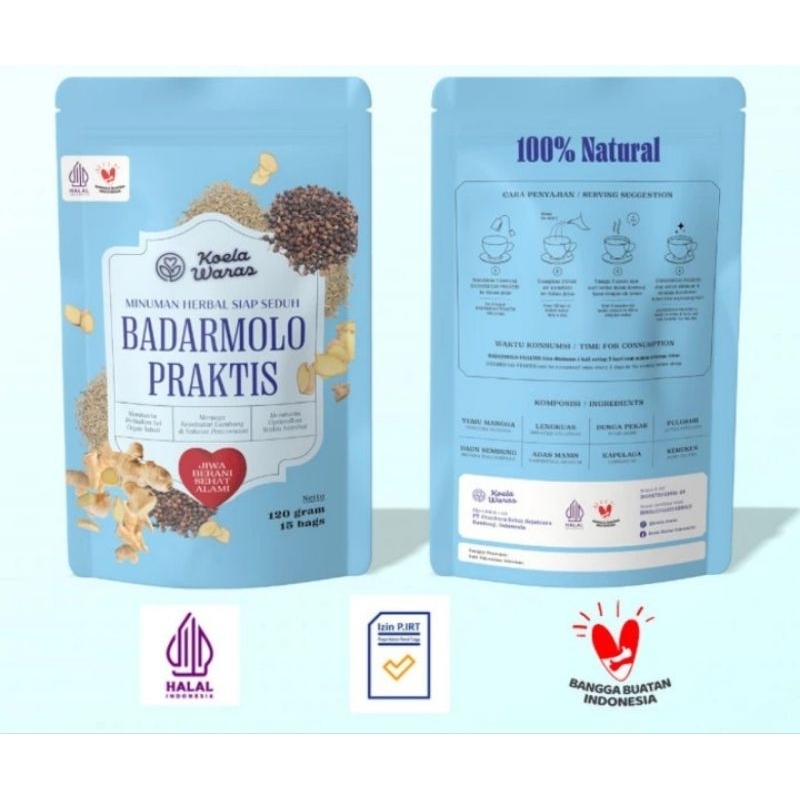 

Jamu herbal Badarmolo Praktis 1 Bungkus isi 15 kantung seduh (120g)