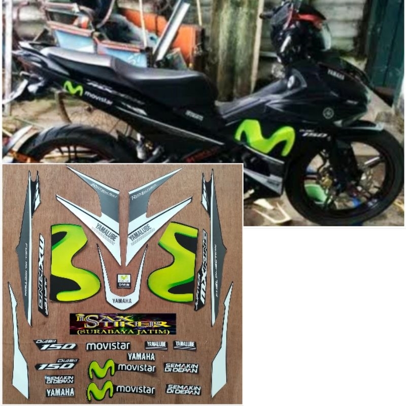 Striping Original Yamaha Jupiter MX King hitam Movistar tahun 2015