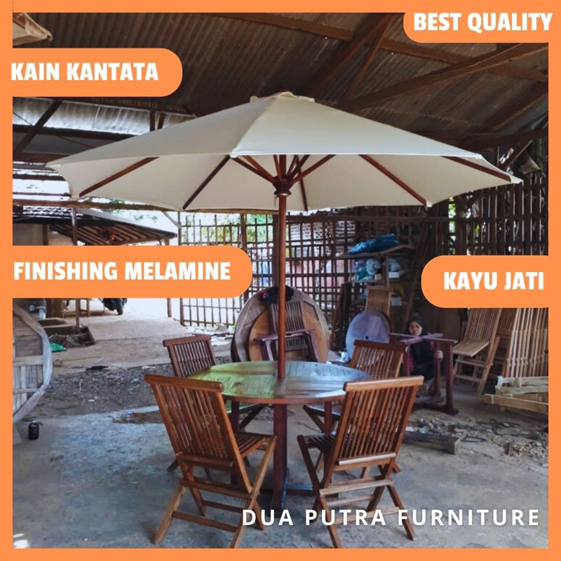 rangka payung outdoor, tenda payung taman, tenda payung cafe, payung cafe jati, payung pantai dll
