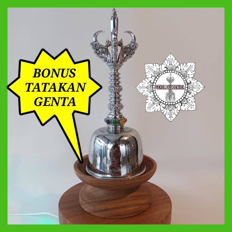 GENTA  DEWATA NAWA SANGA 8 CM CHROME STAINLISS HIGH QUALITY / GENTA DEWATA NAWA SANGA / BAJRA GENTA