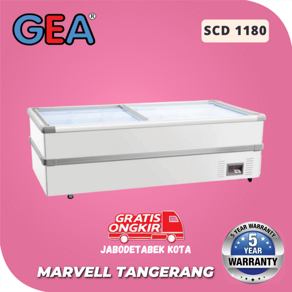 GEA SCD 1180 ISLAND FREEZER SLIDING GLASS FLAT 2 KOMPRESOR