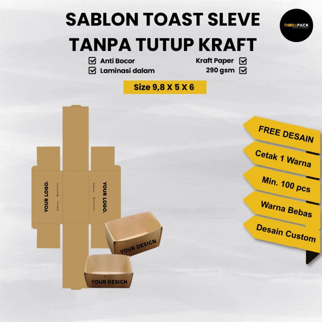 Sablon customToast Sleve kraft/ ivory / sablon box Toast Sleve Kraft / box custom toast sleve ivory 