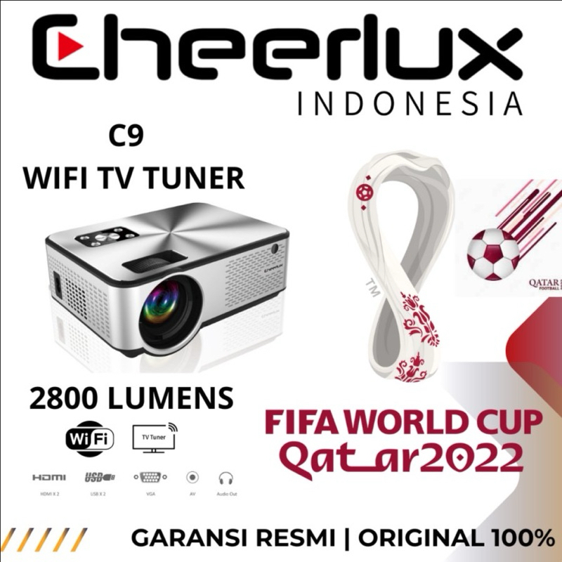 CHEERLUX INDONESIA | C9 WIFI TV TUNER  | PROYEKTOR CHEERLUX C9 WIFI tanpa TV TUNER  YOUTUBE - PIALA 