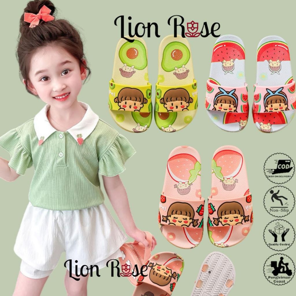 Sandal Selop lucu Anak Perempuan Jelly Anak BUAH CHIBI 1931-8 / Sandal Anak Motif Viral