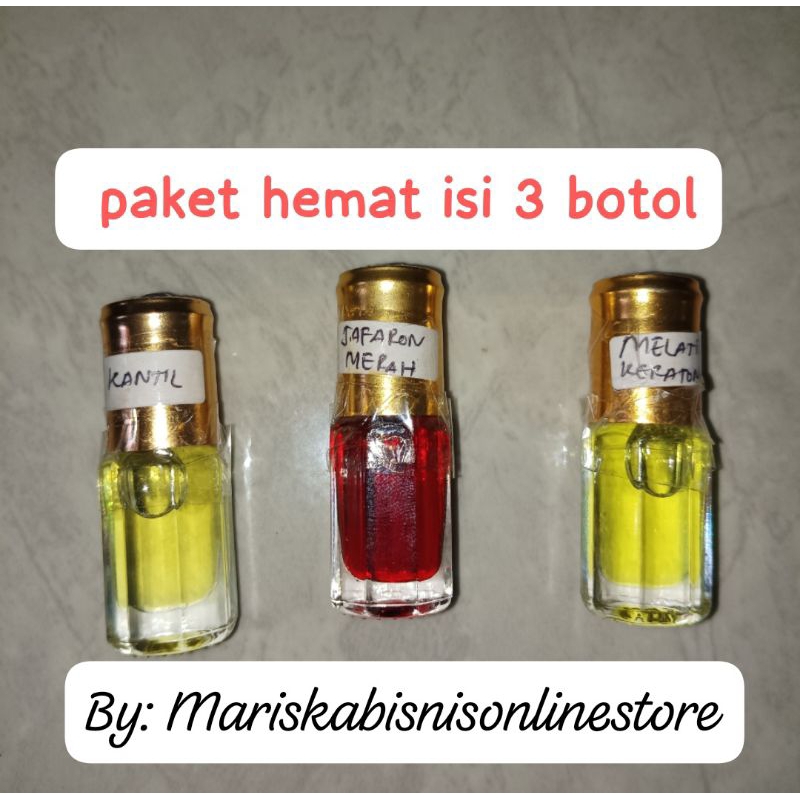 Parfum JAFAR0N MERAH, KEMBANG KANTIL, MELATI KERATON paket hemat isi 3 botol non alkohol