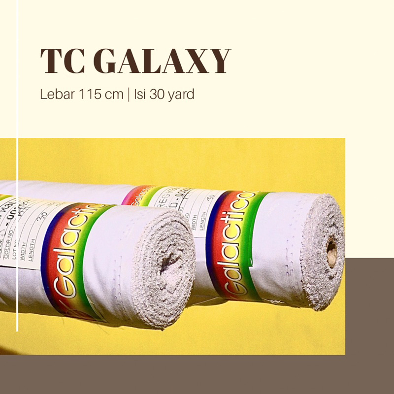 (30 YARD) Kain Seragam TC GALAXY Lebar 115 Putih (Tetoron Cotton) - Kain seragam sekolah dan kantor,