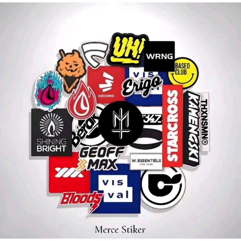 stiker brand logo terkenal lokal 15 pcs